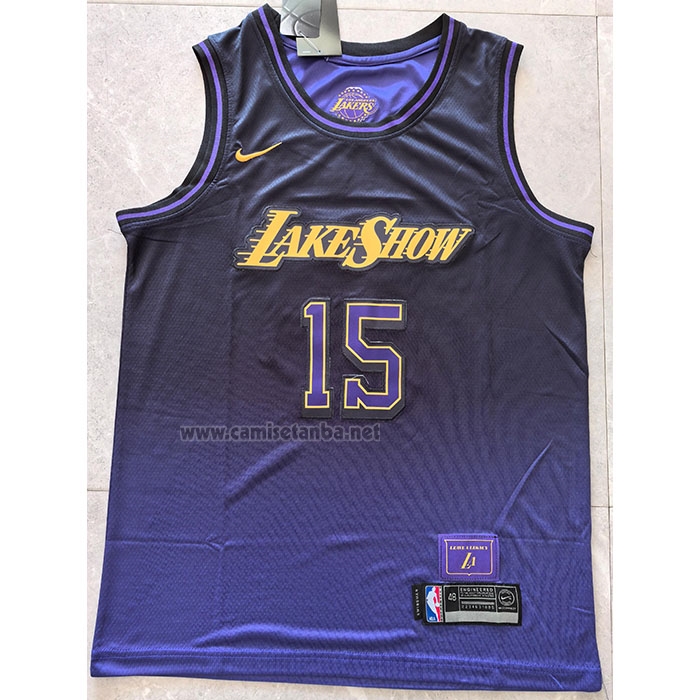 Camiseta Los Angeles Lakers Austin Reaves #15 Ciudad 2024-25 Violeta